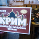 The door of the Krym (Crimea) cafe in Lviv, a hangout for the Tatar community.